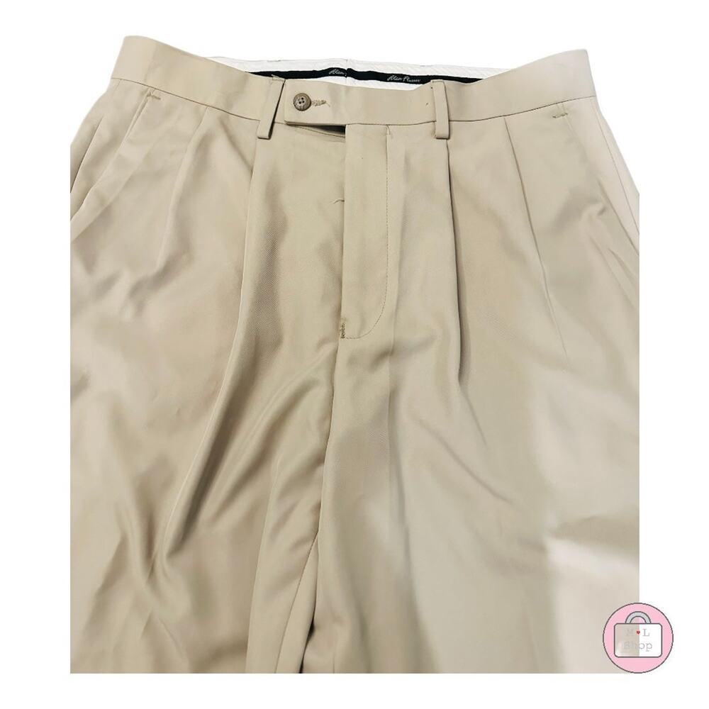 ALLAN FLUSSER GOLF - Size 34 X 32 - Pleats & Cuffs, Polyester Dress Slacks